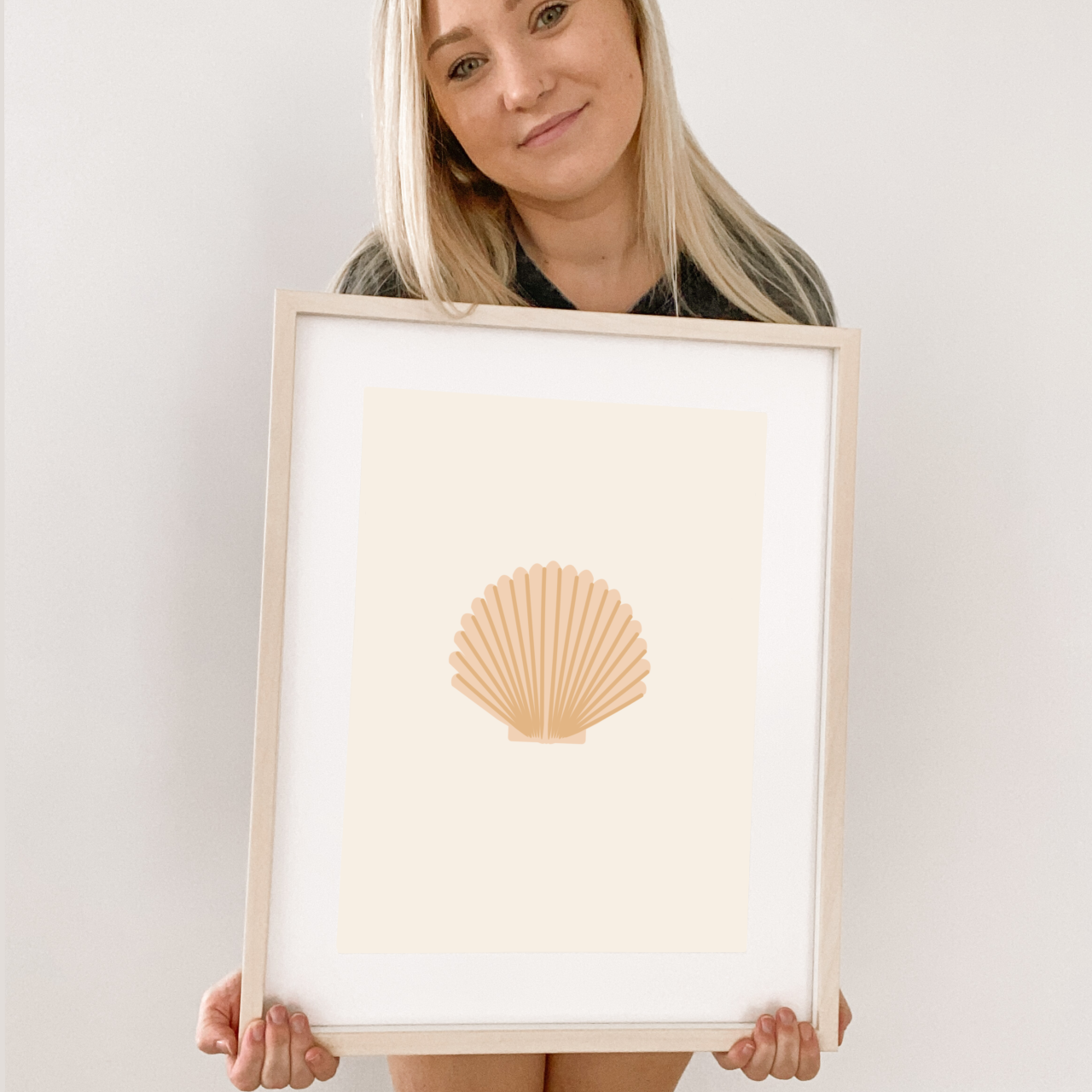 Simple shell shape wall print. Shell wall art. Clam kids unframed print. Clam Kids wall art. Surf girls bedroom styling. Surf girls bedroom wall decor. Girls surf room inspo. Beach girls bedroom inspo. Girls beach bedroom ideas. Girls under the sea wall print. Girls mermaid wall decor. Mermaid girls wall print.