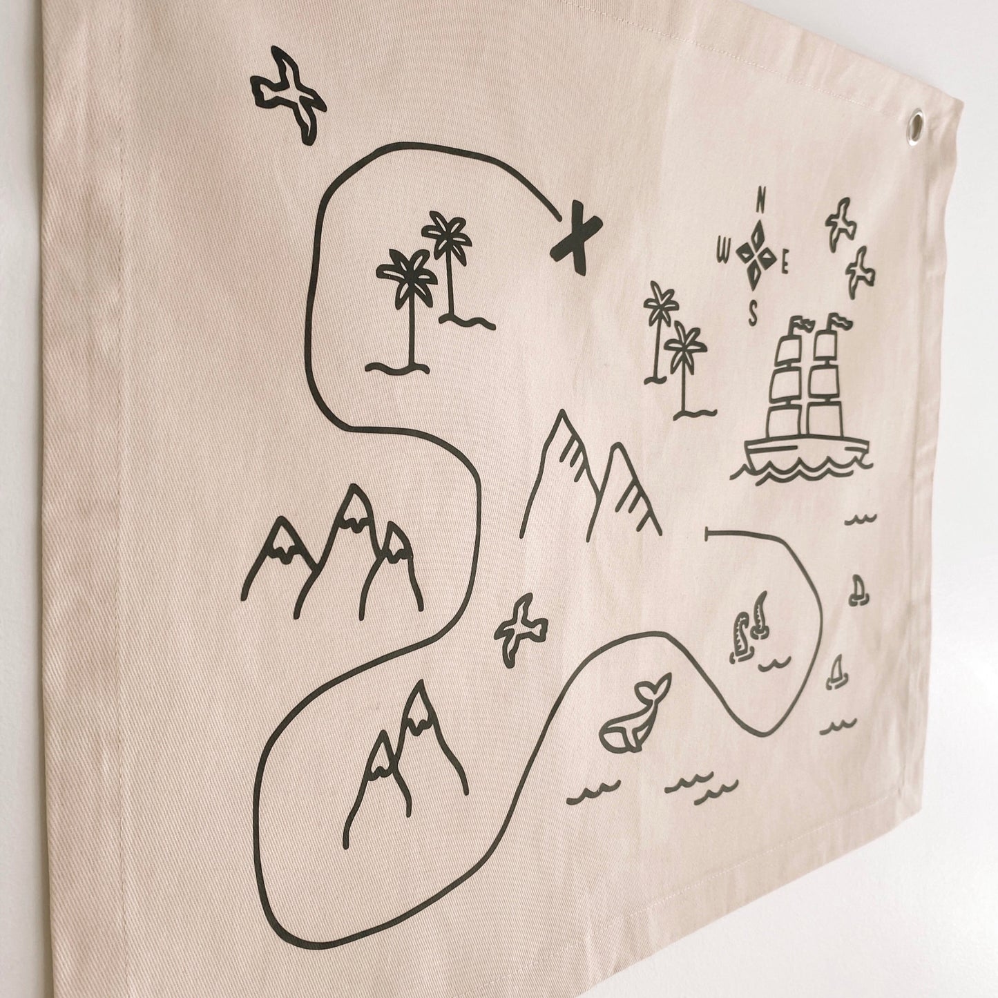 Treasure map banner. Pirate bedroom styling. Boys bedroom wall decor. Boys explorers map wall banner. Boys pirate bedroom inspo. Boys treasure map bedroom decor ideas. Boys explorer decor. Nautical bedroom decor. 10 year old boys bedroom ideas. Nautical boys bedroom decor. 7 year old boys bedroom ideas. Pirate boys bedroom. Pirate themed boys bedroom.