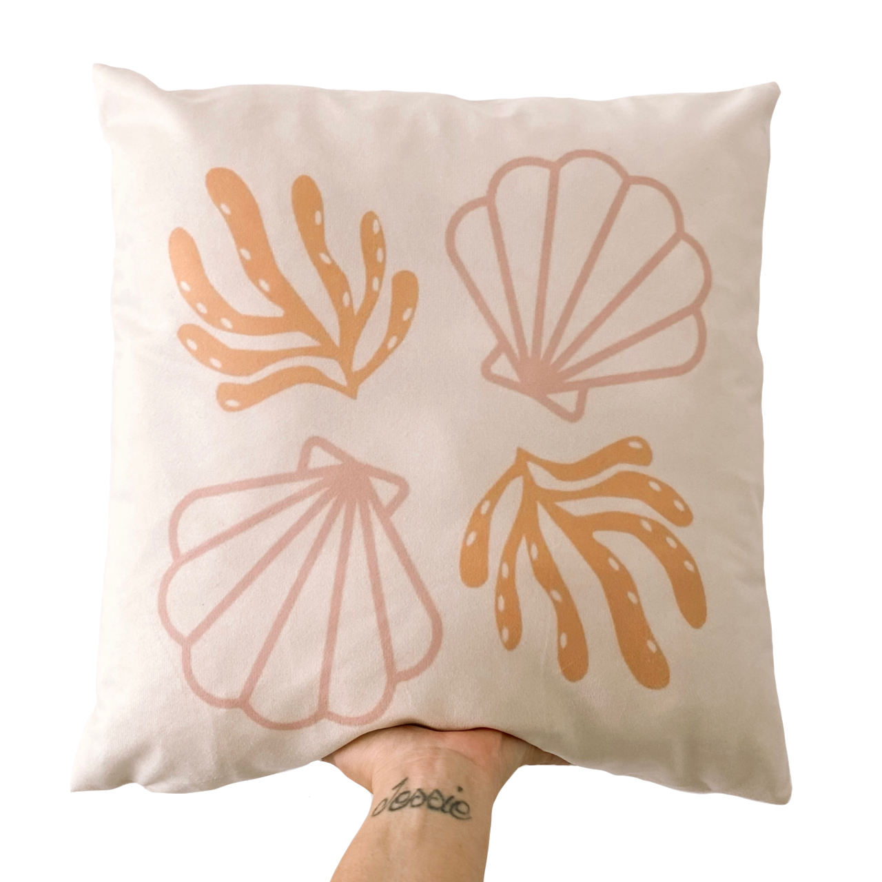 Shell and coral girls mermaid under the sea cushion cover