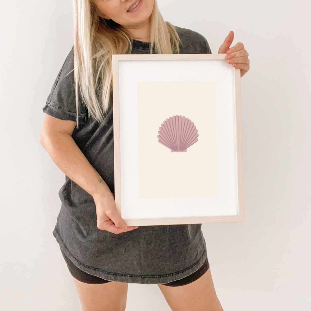 Simple shell shape wall print. Shell wall art. Clam kids unframed print. Clam Kids wall art. Surf girls bedroom styling. Surf girls bedroom wall decor. Girls surf room inspo. Beach girls bedroom inspo. Girls beach bedroom ideas. Girls under the sea wall print. Girls mermaid wall decor. Mermaid girls wall print.
