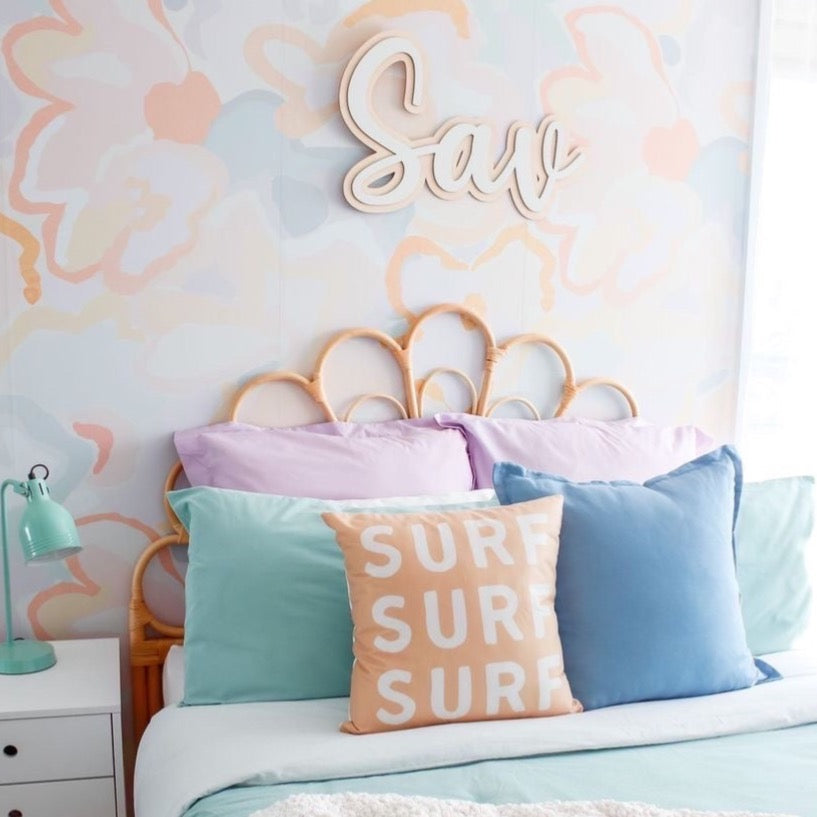 surf surf surf cushion. Coastal girls cushion. Neutral girls decor. Neutral boys bedroom inspo. Surf girls bedroom styling. Girls surf bedroom decor. Girls surf bedroom cushion. Girls surf room inspo. Beach girls bedroom inspo. Beach girls bedroom ideas.