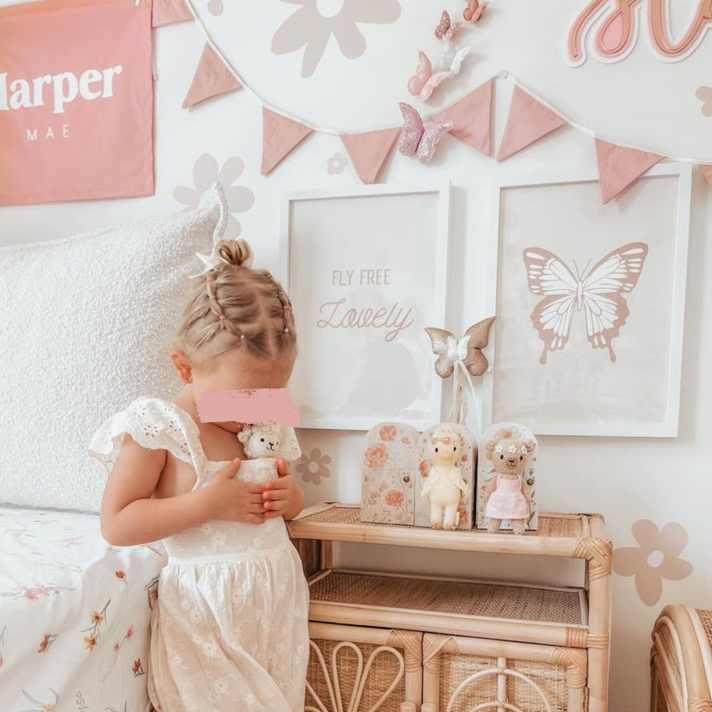 Pink girls room. Soft pink nursery decor. Classic girls bedroom styling. Sweet girls pastel pink bedroom decor. Butterfly wall art. Butterfly girls room inspo. Pink butterfly print decor. Timeless girls pink bedroom ideas. Elegant girls bedroom art. Girls feminine bedroom. Baby pink girls bedroom decor. Classic girls nursery decor. Classic pink bedroom. Delicate butterfly inspired girls decor. Fly free lovely print styling.