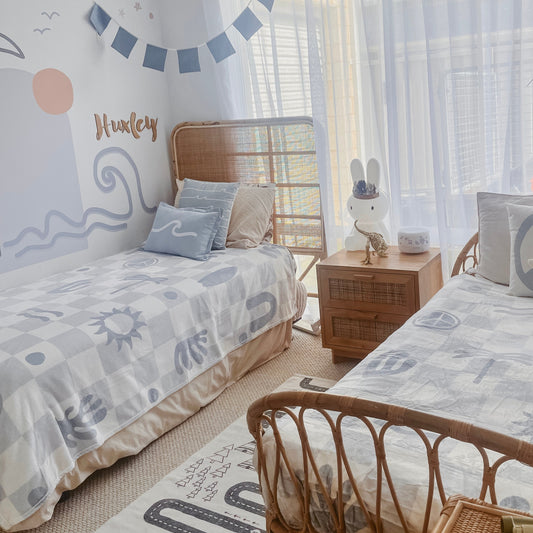 Boys blue coastal plush blanket. High tide boys bedding. Boys coastal bedroom styling. Boys beach bedroom decor. Boys surf bedroom blanket. Boys coastal throw blanket. Boys beach bedroom inspo. Boys surf bedroom decor ideas. 7 year old bedroom ideas. 10 year old bedroom ideas. 12 year old bedroom ideas.