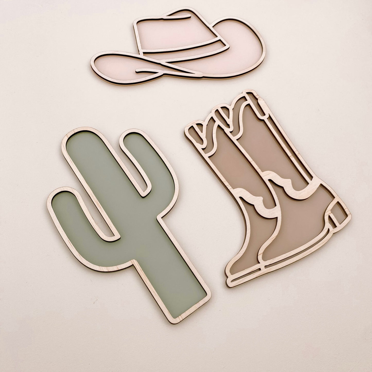 Cowboy hat wall decor. Wooden cowboy hat sign. Acrylic cowboy boots decor sign. Timber cowboy boots sign. Acrylic cactus decor. Timber cactus decor. Acrylic cactus wall decor. Western kids decor. Rodeo inspired boys bedroom. Boys rural wall decor. Cowboy kids wall decor. Western wall decor. Cowboy timber wall decor. Rental friendly kids decor. Rodeo nursery decor.