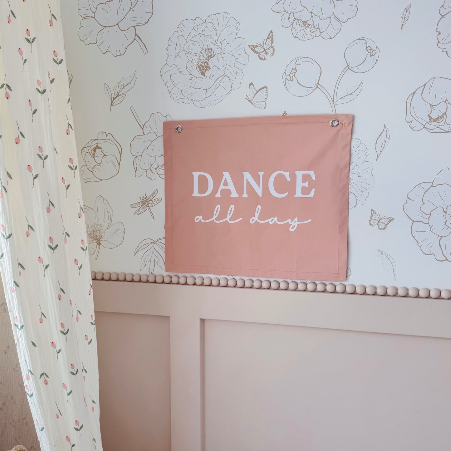 Dance all day girls wall banner | wall hanging ~ Petals pink