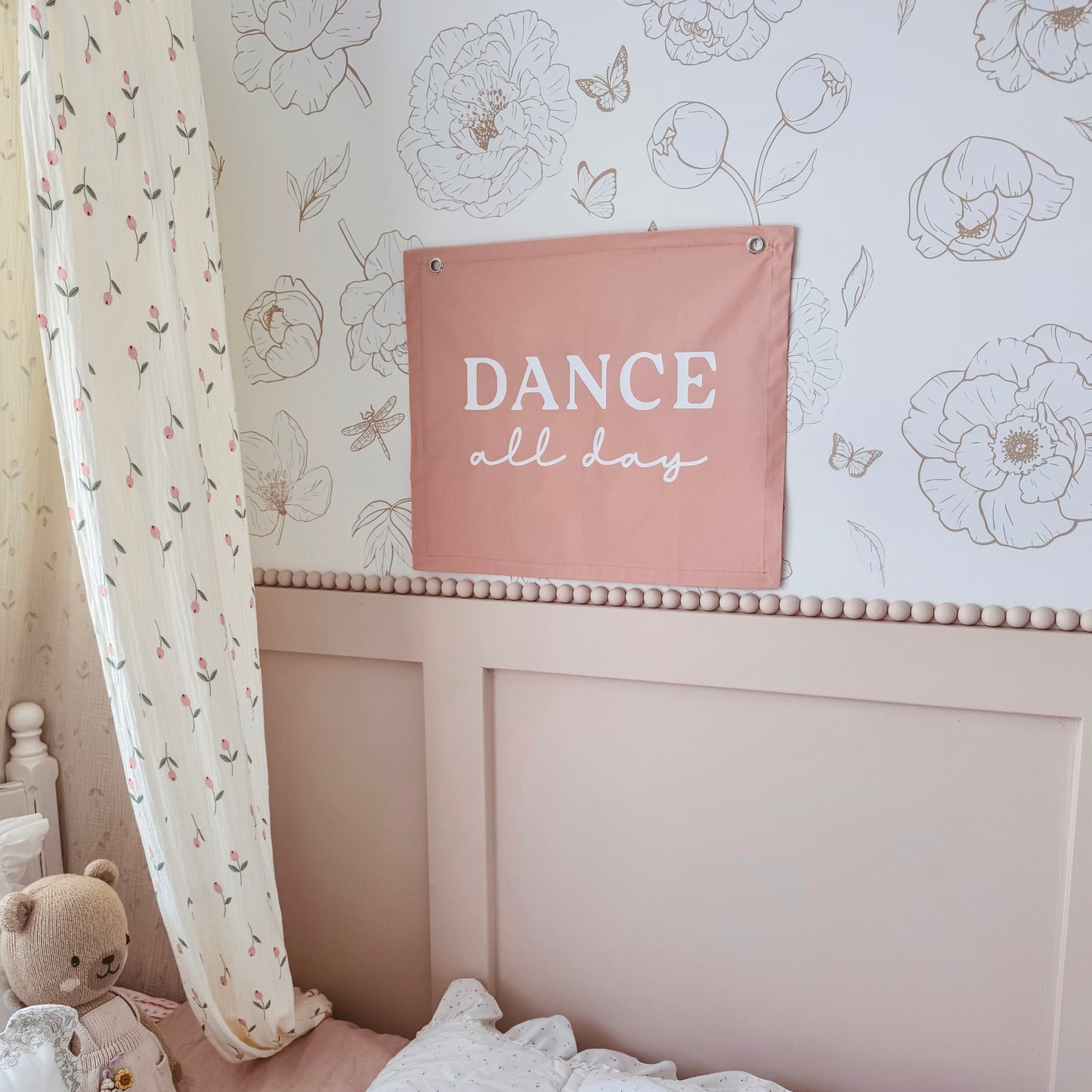 Dance all day girls wall banner | wall hanging ~ Petals pink