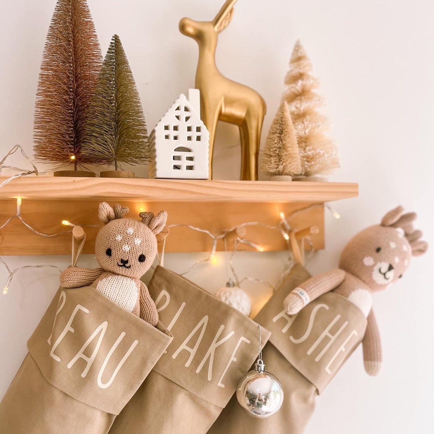 Personalised Christmas canvas stocking. Custom Christmas neutral stocking. Minimalist Christmas stocking. Name Christmas stocking. Personalised tan stocking. Personalised cotton neutral stocking.
