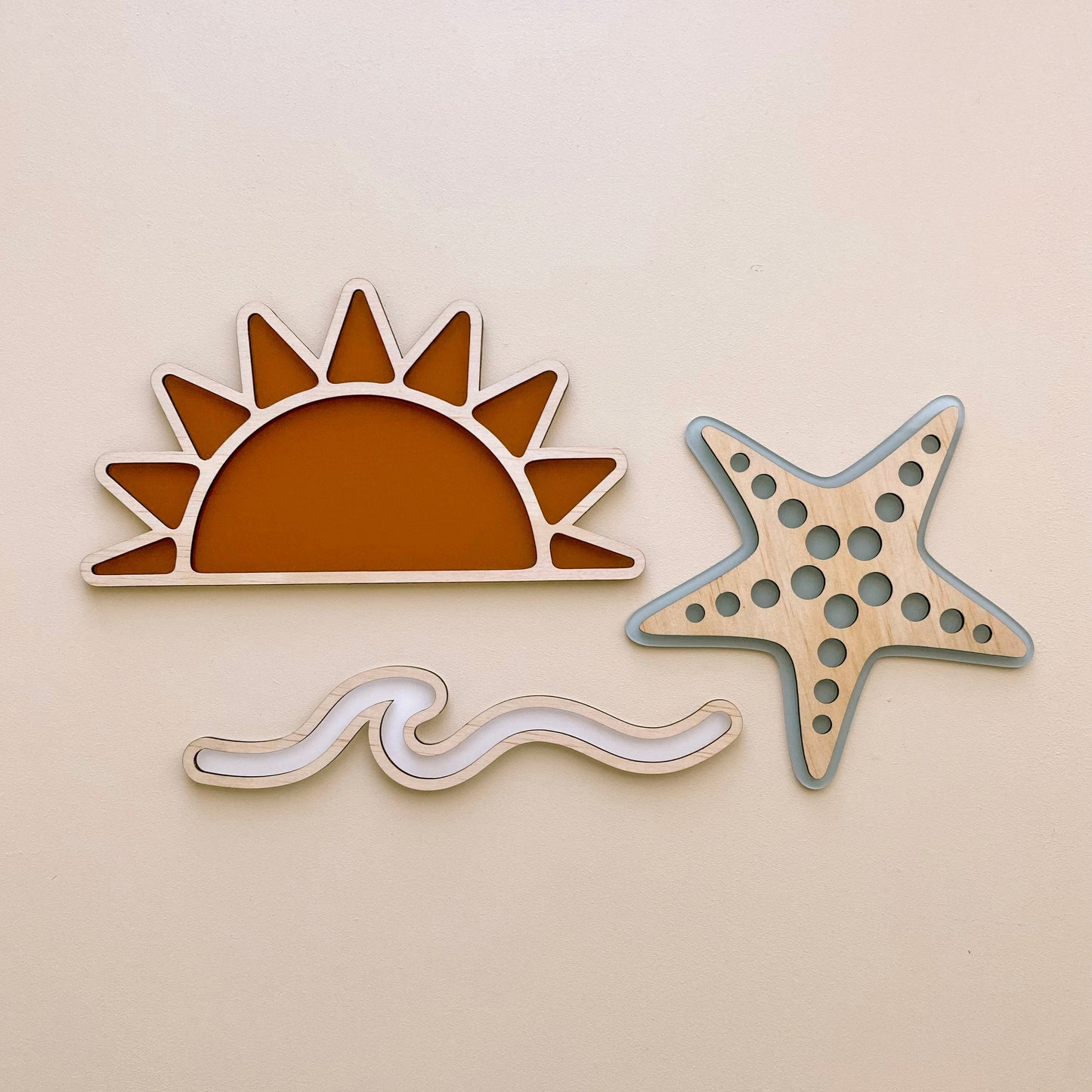 Coastal wall shapes set ~ Sun, Star fish & Wave