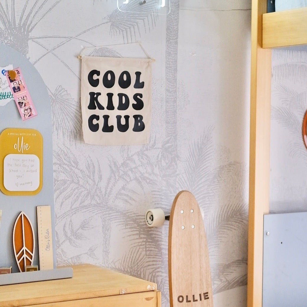 Boys cool kids club wall banner. Boys cool kids club wall flag. Boys cool kids club bedroom banner. Boys cool kids club playroom banner. Boys cool kids club playroom wall flag. Boys bedroom styling. Boys bedroom wall decor. Boys wbedroom inspo. Boys bedroom decor ideas. 7 year old bedroom ideas. 10 year old bedroom ideas. 12 year old bedroom ideas.