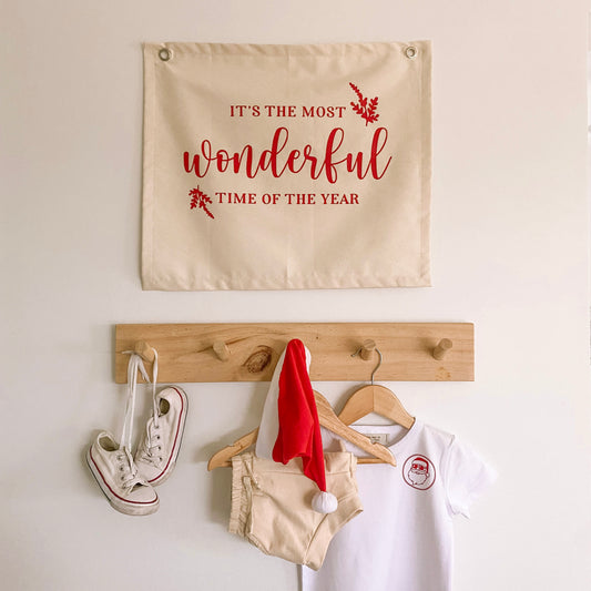 Christmas wall banner. Most wonderful time of the year wall banner. Christmas decor. Kids Christmas banner. Wonderful time banner. Xmas wall banner. Neutral Christmas decor. Minimalist Christmas wall banner. Christmas wall decor.