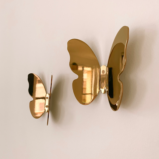 Butterfly brass 3D wall hook ~ Rose gold
