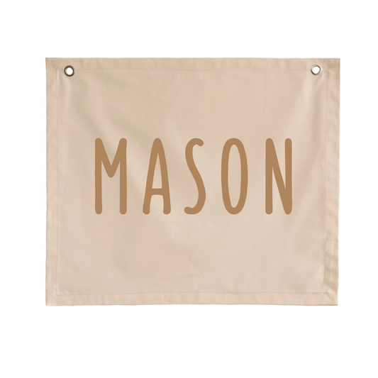 Personalised wall banner ~ (Mason) Warm sand ~ Imperfect