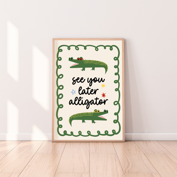 Cool Croc Print, See You Later Alligator Print, Alligator Wall Art, Crocodile Wall Art, Crocodile Kids Print, Alligator Kids Print, Kids Crocodile Decor, Boys Wall Art, Boys Bedroom Print, Boys Bedroom Decor, Kids Room Wall Art, Kids Bedroom Print, Cool Boys Decor, Fun Boys Wall Art, Playful Kids Decor, Colourful Boys Decor, Crocodile Bedroom Decor, Alligator Bedroom Decor, Animal Wall Art Kids, Kids Animal Print, Nursery Wall Art, Playroom Wall Art, Kids Playroom Decor, A4 Kids Print, A3 Kids Print, Unfram