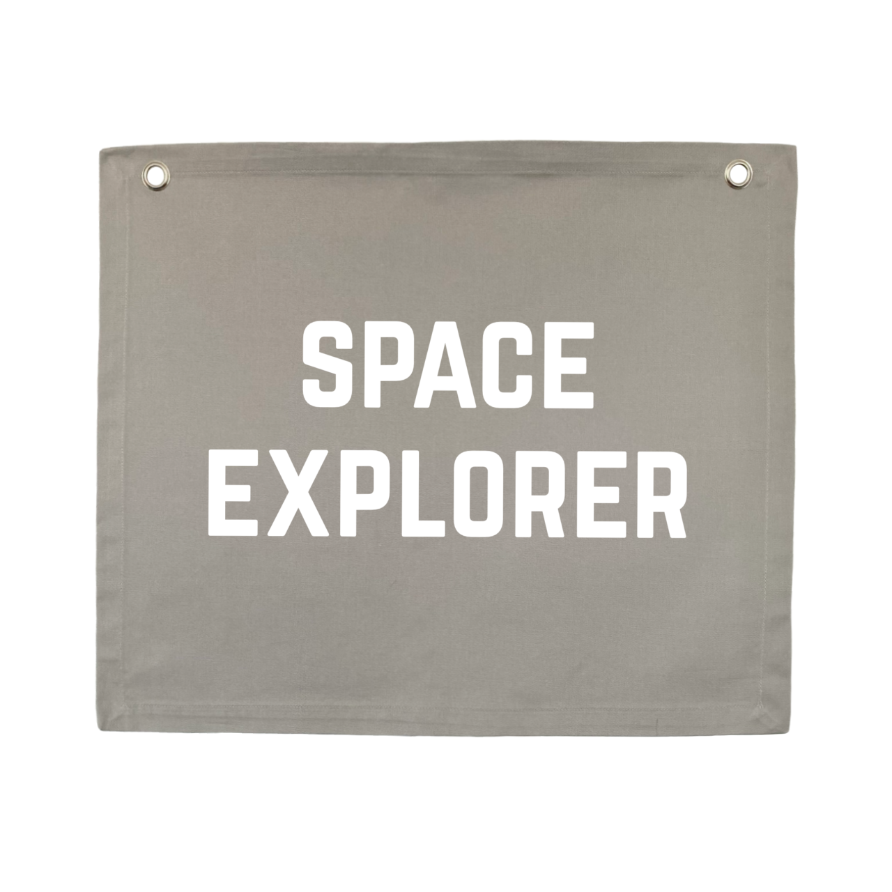 Grey Space explorer wall banner. Outta space bedroom decor. Astronaut nursery sign. Galaxy inspired playroom styling. Planet kids wall hanging. Kids rental friendly decor. Space themed kids bedroom. Boys bedroom decor. Playroom wall banner. Kids bedroom inspo. Kids playroom ideas. Grey boys bedroom decor.