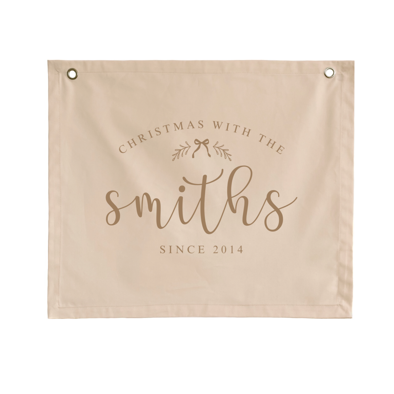 Christmas with personalised family wall banner ~ Warm sand