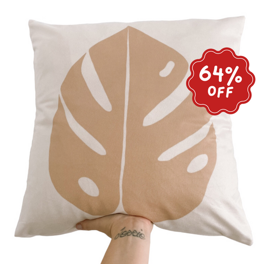 Monstera cushion slip/ cushion cover ~ Sand