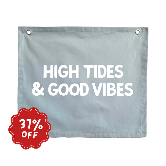 High tides & good vibes wall banner ~ Sky blue ~ Imperfect
