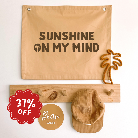 Sunshine on my mind kids wall banner ~ Honey ~ Happy Boys branding