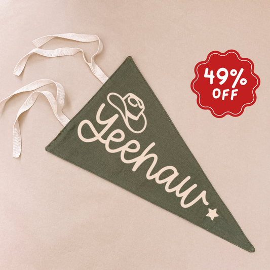 Yeehaw tie up pennant flag ~ Olive ~ Imperfect