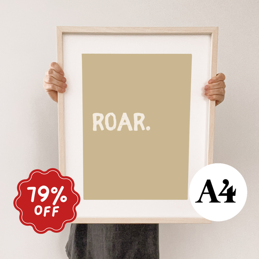 Roar wall print / wall art ~ Wheat ~ Parchment paper ~ Imperfect