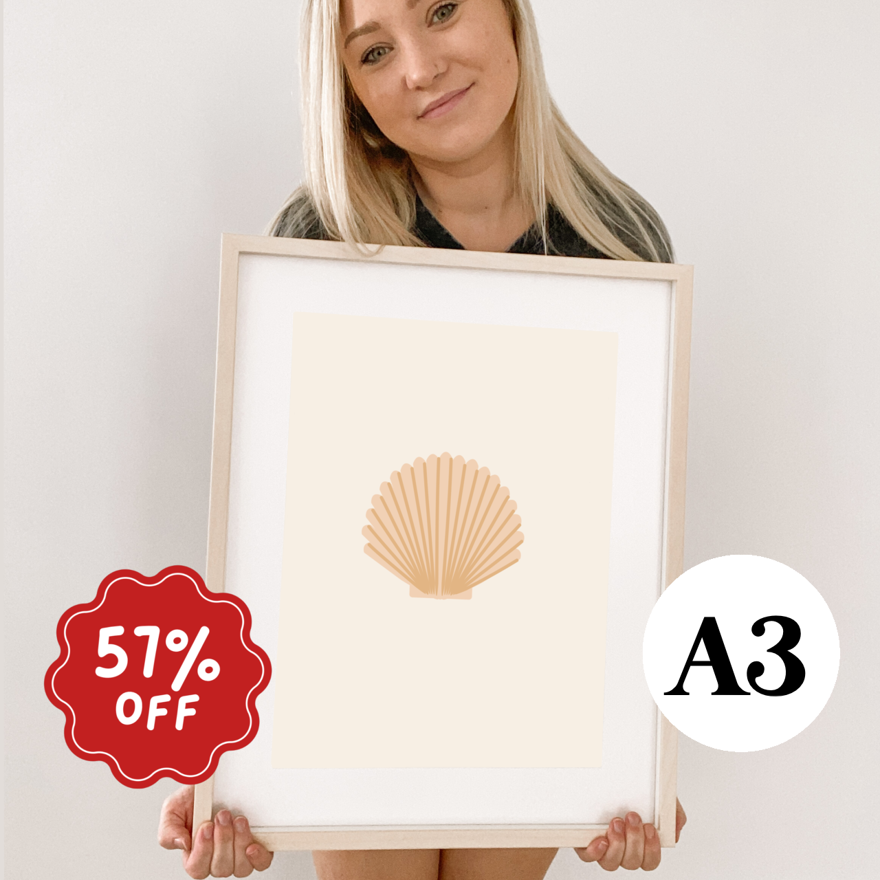 Clam shell wall print ~ Peach & honey ~ Discontinued ~ A3