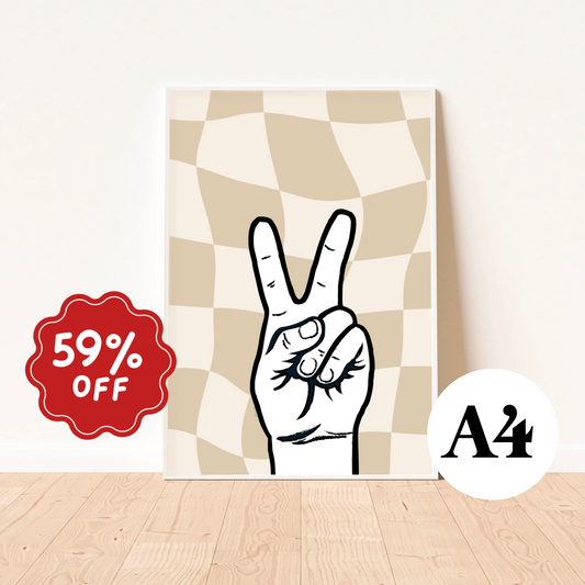 Peace fingers wall print ~ Oat ~ Almost perfect
