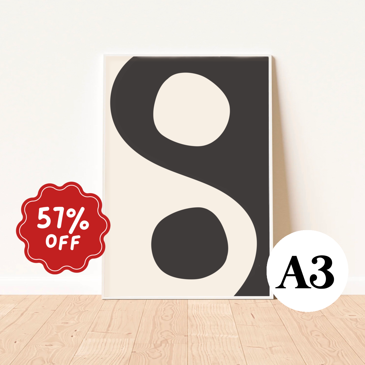 Ying yang wall print ~ Smoke ~ Imperfect ~ A3