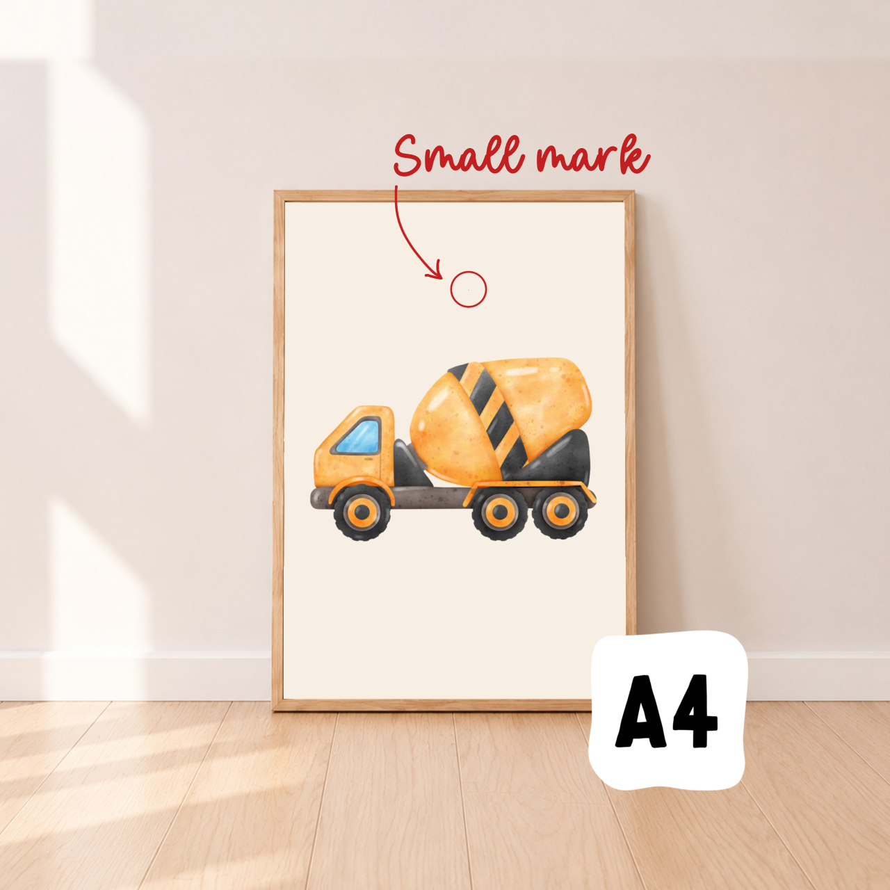 Cement truck construction vehicles wall print ~ Sale