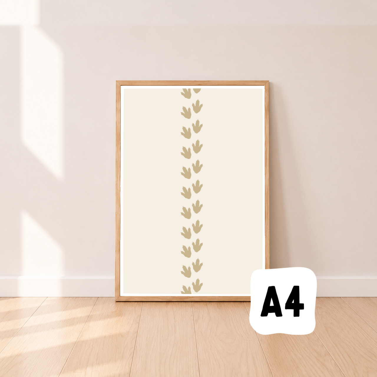 Dino tracks wall print ~ Wheat ~ Parchment paper ~ Sale