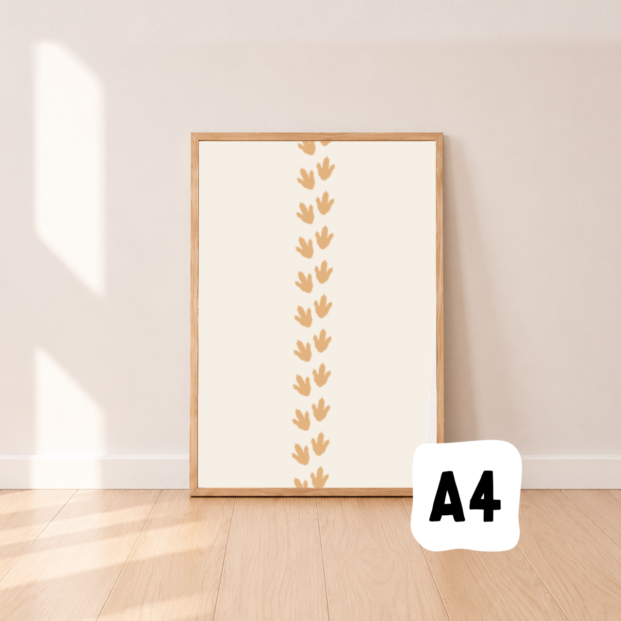 Dino tracks wall print ~ Honey ~ Parchment paper ~ Sale