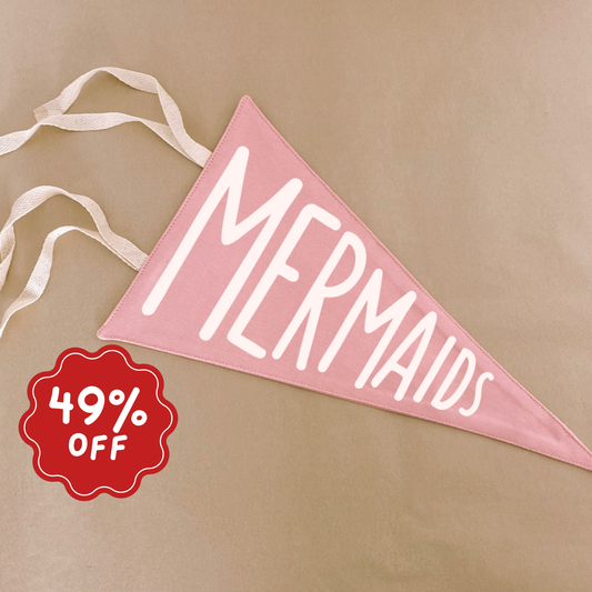 Mermaids tie up pennant flag ~ Blush ~ Imperfect