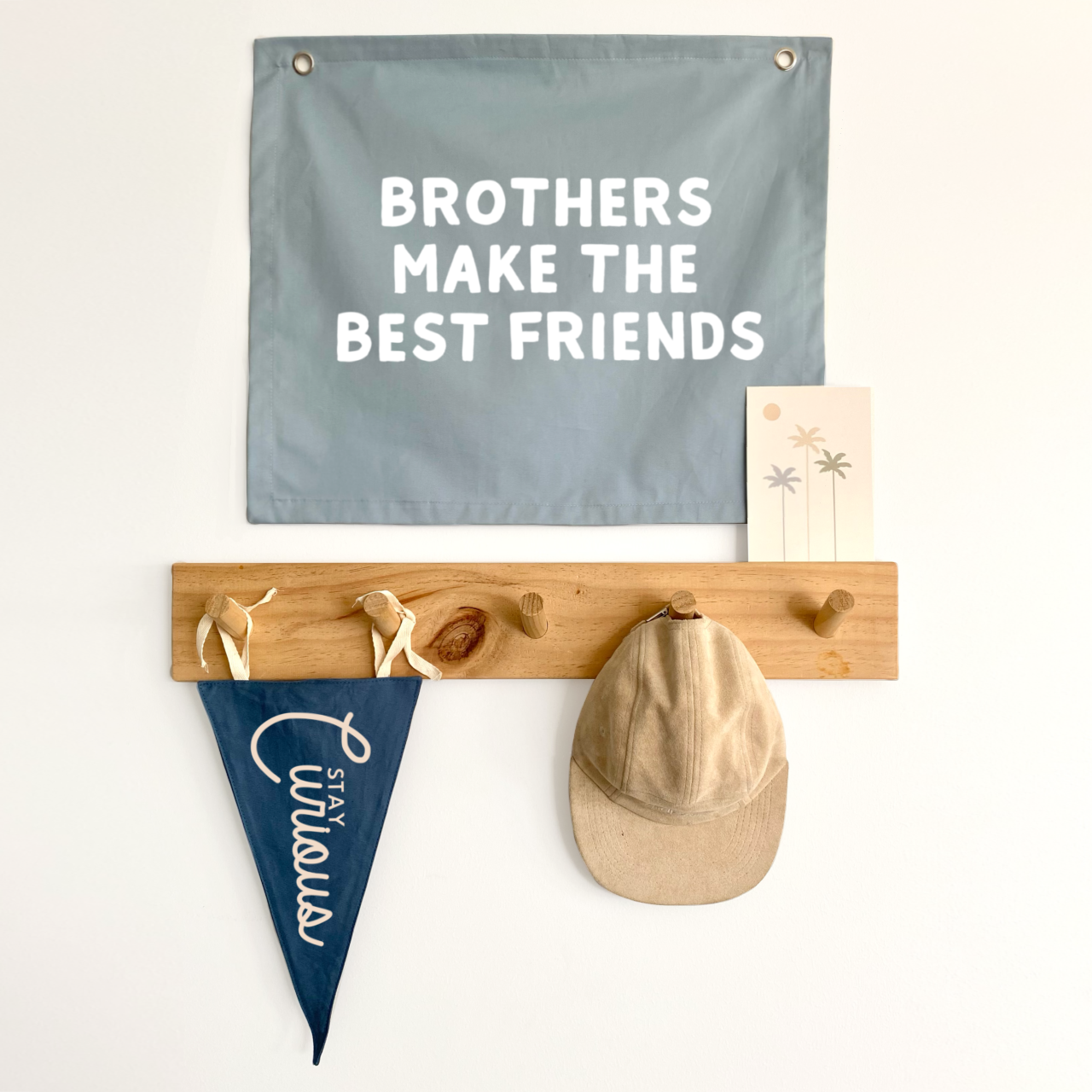Brothers bedroom styling. Brothers bedroom wall decor. Brothers bedroom wall banner. Brothers wall banner. Brothers bedroom inspo. Brothers bedroom decor ideas. Shared boys bedroom decor. Brothers make the best friends banner. Shared boys room inspo. Brothers wall decor.