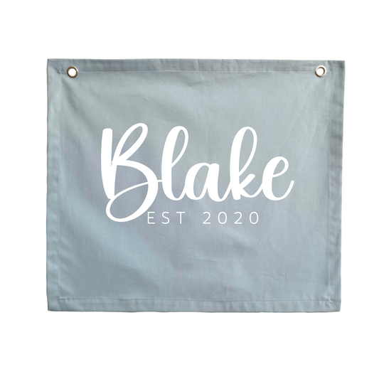 Personalised custom Established kids wall banner / wall hanging ~ Sky ~ 6 fonts