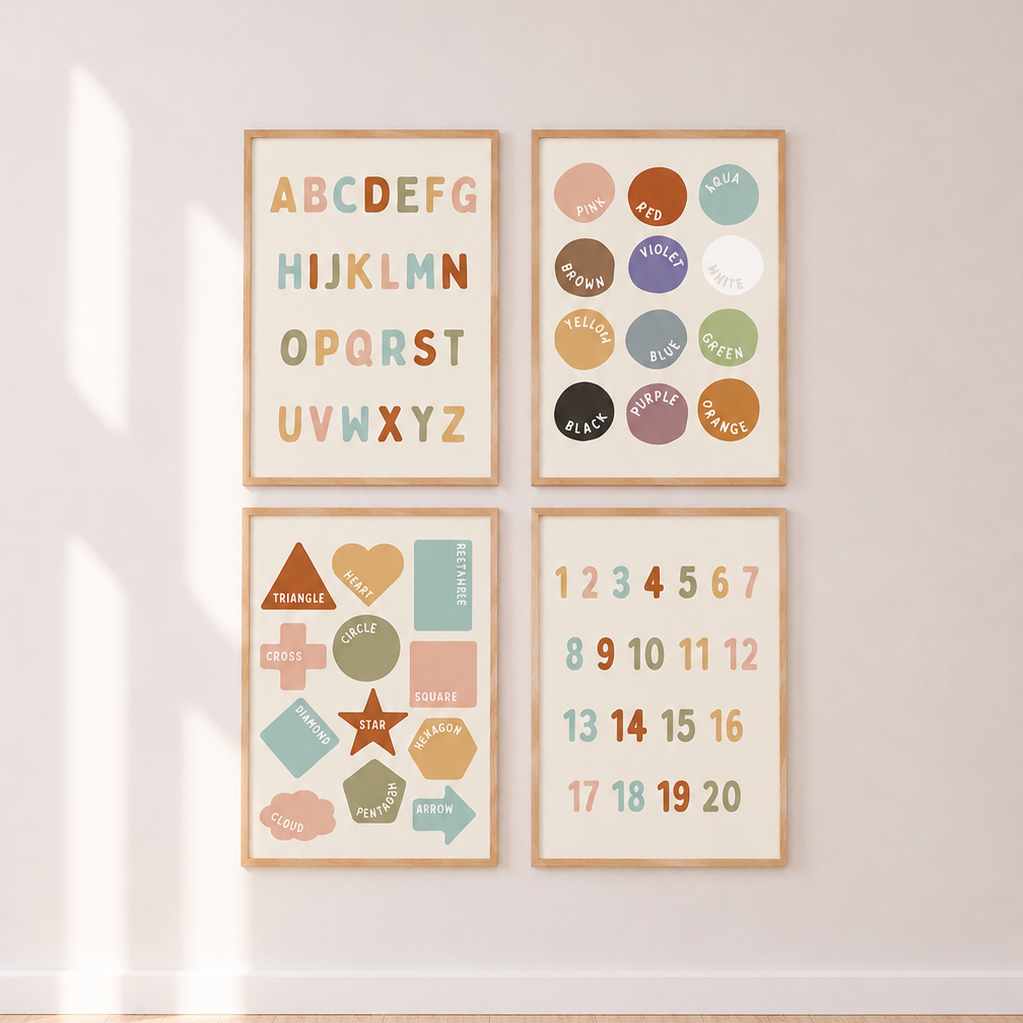 Alphabet wall print. Letters wall art print. educational wall art. Learn the ABCs print. Kids alphabet wall art. Kids abc wall print. 
Colourful playroom decor. Colourful educational wall decor. Early learning nursery decor. Colourful bedroom decor. Colourful playroom decor. Educational decor. Fun kids decor. Bright kids bedroom decor. Educational kids posters. Rainbow decor. Gender neutral kids decor.