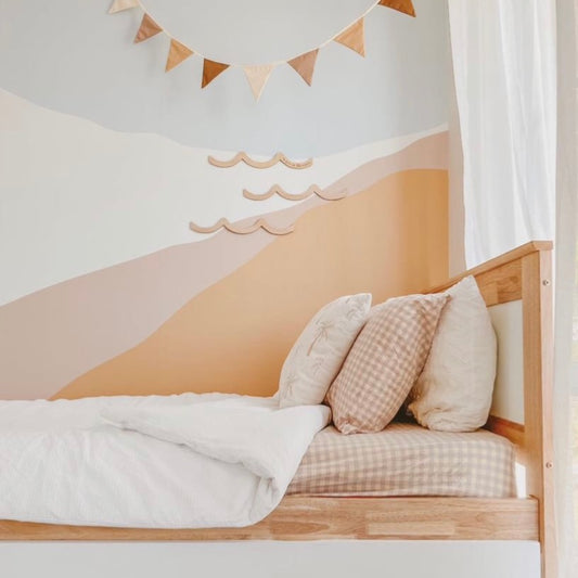 Timber wall waves. Ply wall stick on wall waves. As free as the ocean wall waves. Boys coastal bedroom styling. Boys beach bedroom wall decor. Boys surf bedroom wall waves. Kids coastal wall decor. Boys beach bedroom inspo. Boys surf bedroom decor ideas. 7 year old bedroom ideas. 10 year old bedroom ideas. 12 year old bedroom ideas.