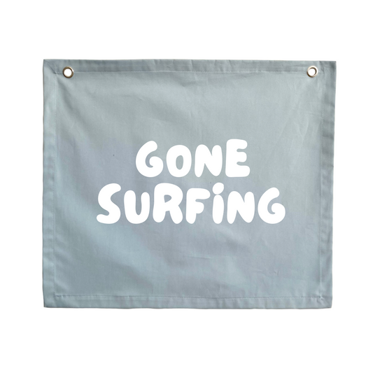 Gone surfing kids wall banner / wall hanging ~ Sky