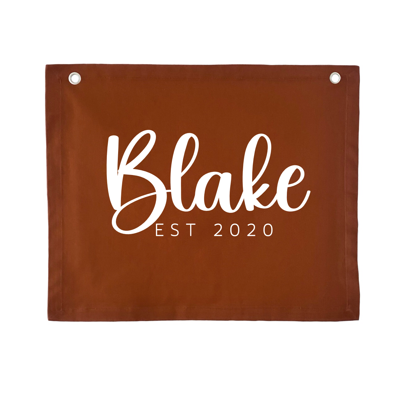 Personalised custom Established kids wall banner / wall hanging ~ Rust ~ 6 fonts