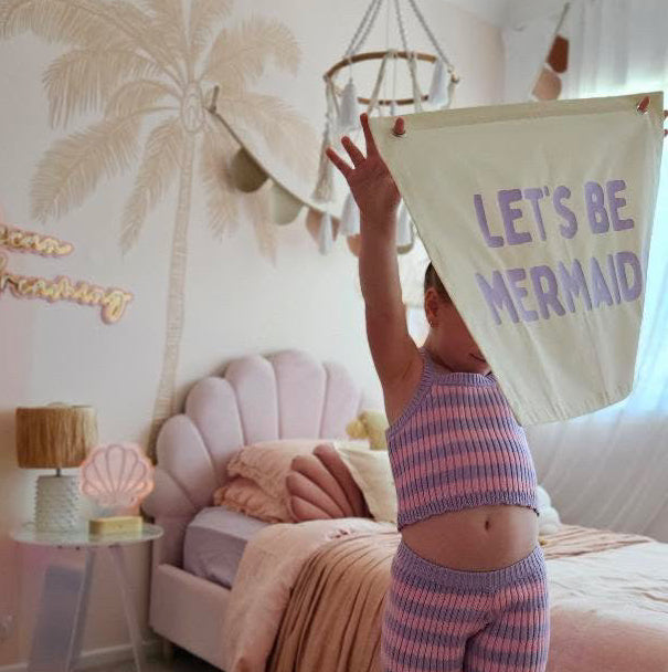 Let’s be mermaids girls wall banner ~ Shell ~ Sale