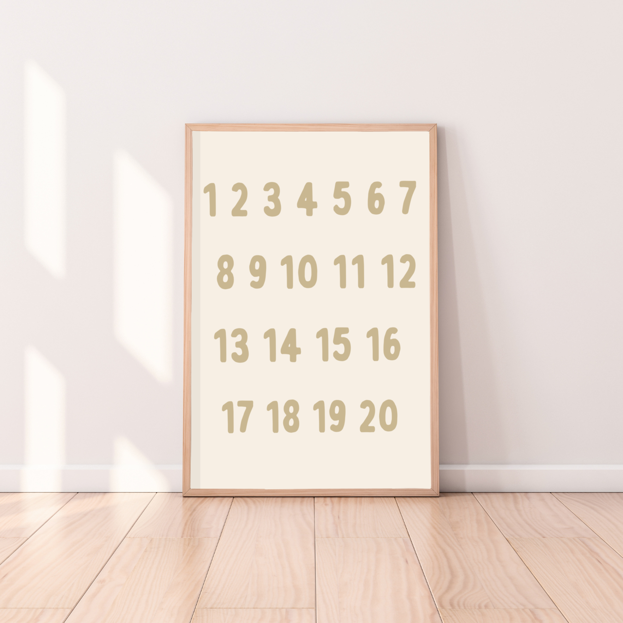 Numbers 1 to 20 kids wall print / wall art~ 10 colours