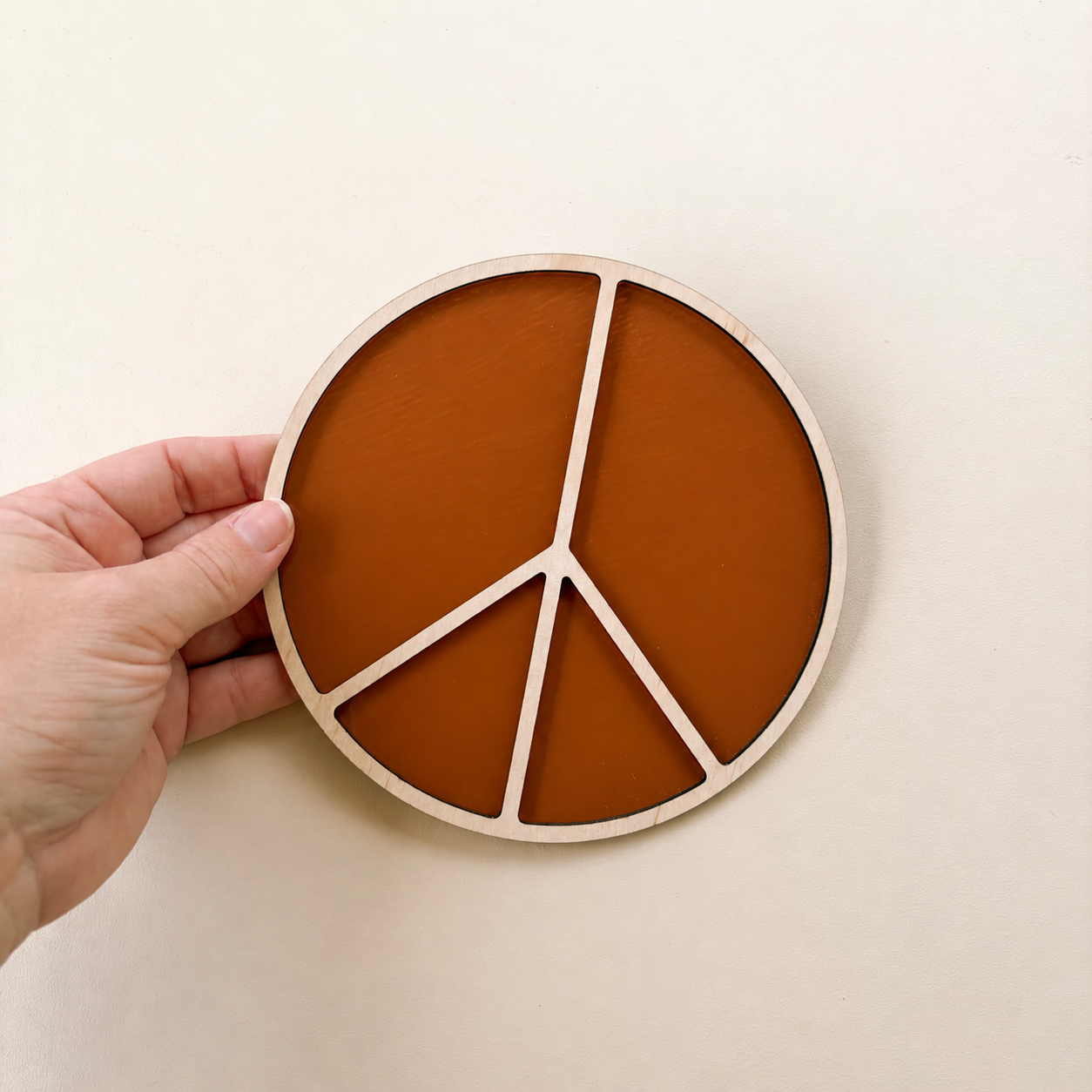 Peace coastal wall shape | Peace sign acrylic & timber decor