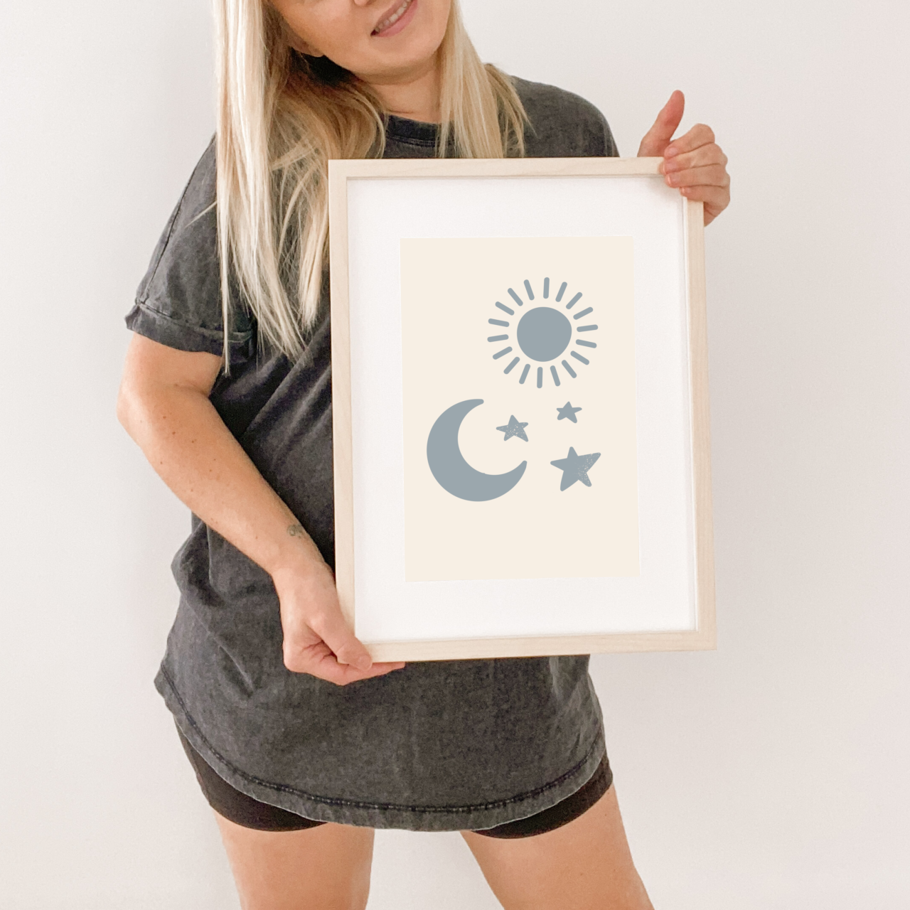 Sun, moon and stars graphic kids wall print / wall art ~ 5 colours