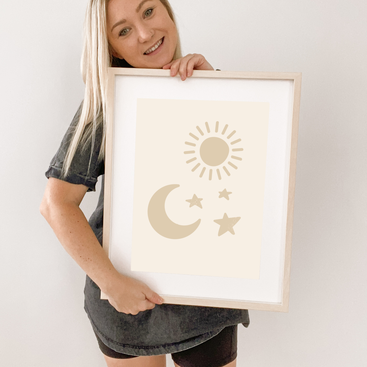 Sun, moon and stars graphic kids wall print / wall art ~ 5 colours