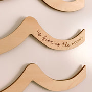 Timber wall waves. Ply wall stick on wall waves. As free as the ocean wall waves. Boys coastal bedroom styling. Boys beach bedroom wall decor. Boys surf bedroom wall waves. Kids coastal wall decor. Boys beach bedroom inspo. Boys surf bedroom decor ideas. 7 year old bedroom ideas. 10 year old bedroom ideas. 12 year old bedroom ideas.