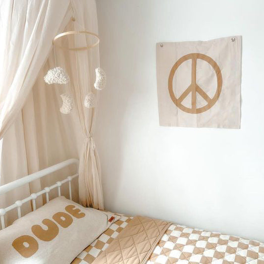 Boys peace sign banner. Peace wall tapestry. Peace symbol wall decor. Boys coastal bedroom styling. Boys beach bedroom wall decor. Boys surf bedroom wall banner. Boys coastal wall banner. Boys beach bedroom inspo. Boys surf bedroom decor ideas. 7 year old bedroom ideas. 10 year old bedroom ideas. 12 year old bedroom ideas. peace sign wall banner. large peace banner.