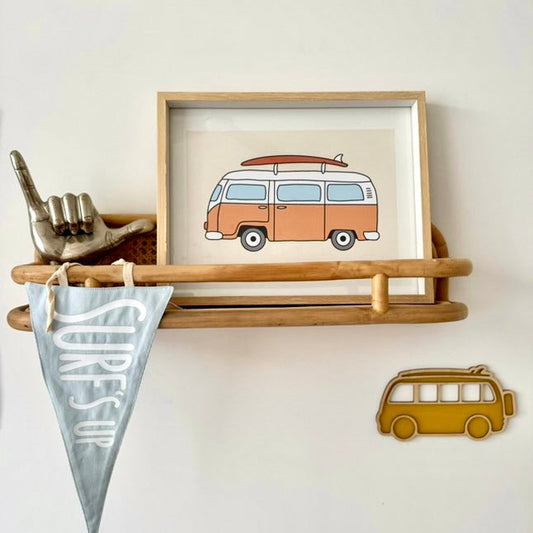 Surf Boys bedroom styling. Boys surf bedroom decor. Boys surf bedroom wall print. Boys surf room inspo. Beach boys bedroom inspo. Beach boys bedroom ideas. Coastal boys bedroom print. Boys wall banner. Ocean boys bedroom decor. Kombi van wall print.