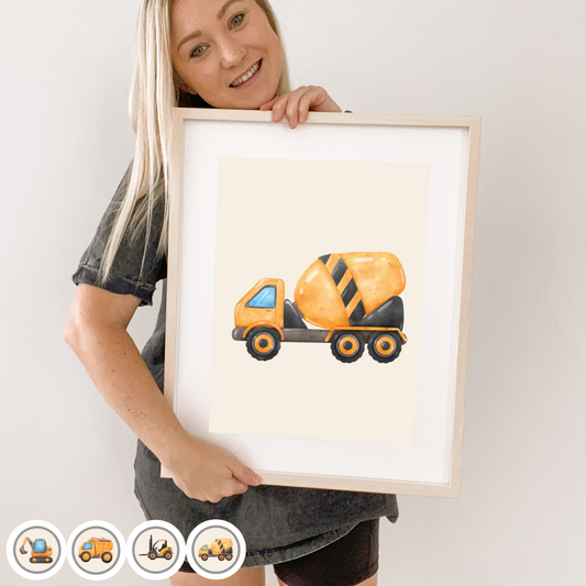 Construction vehicles kids wall print / wall art ~ 4 vehicles