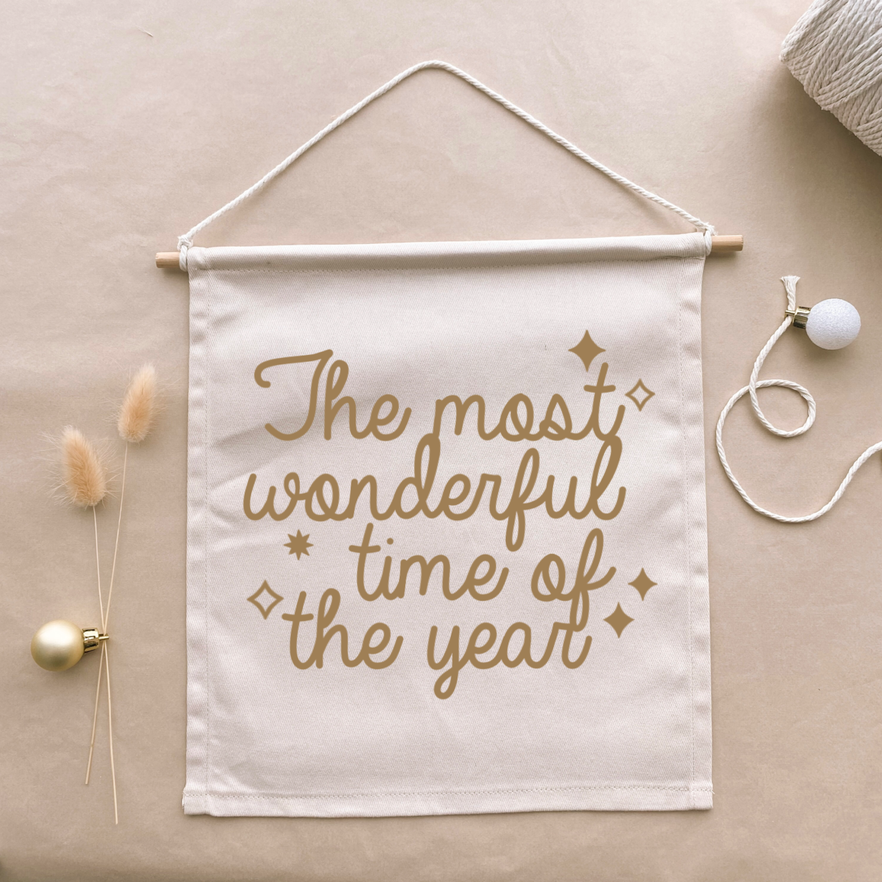 Wonderful time Christmas hanging banner ~ Warm sand