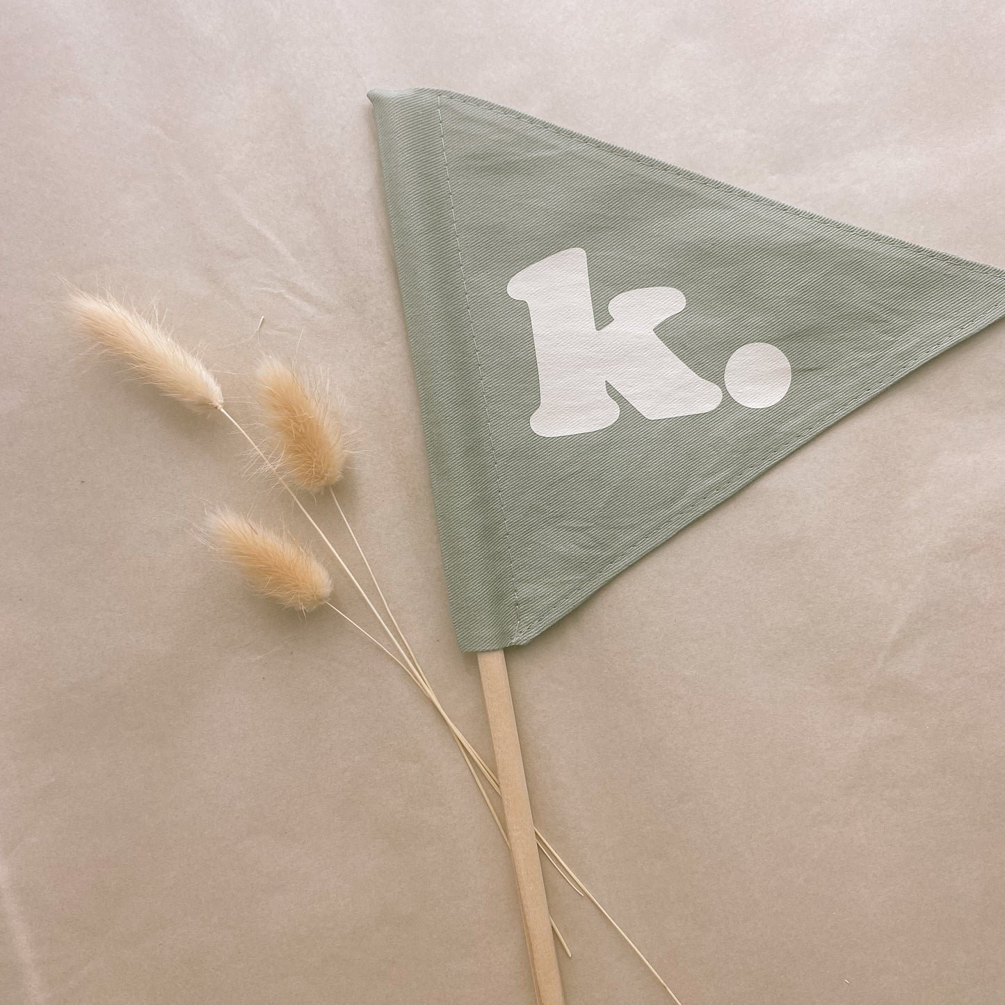 Personalised initial alphabet soup pennant flag  ~ Fern