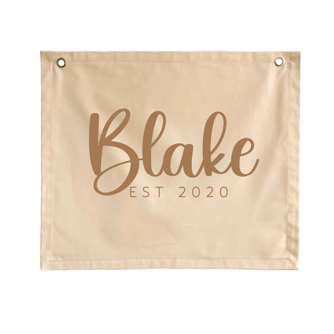 Personalised custom Established kids wall banner / wall hanging ~ Shell & Tan ~ 6 fonts