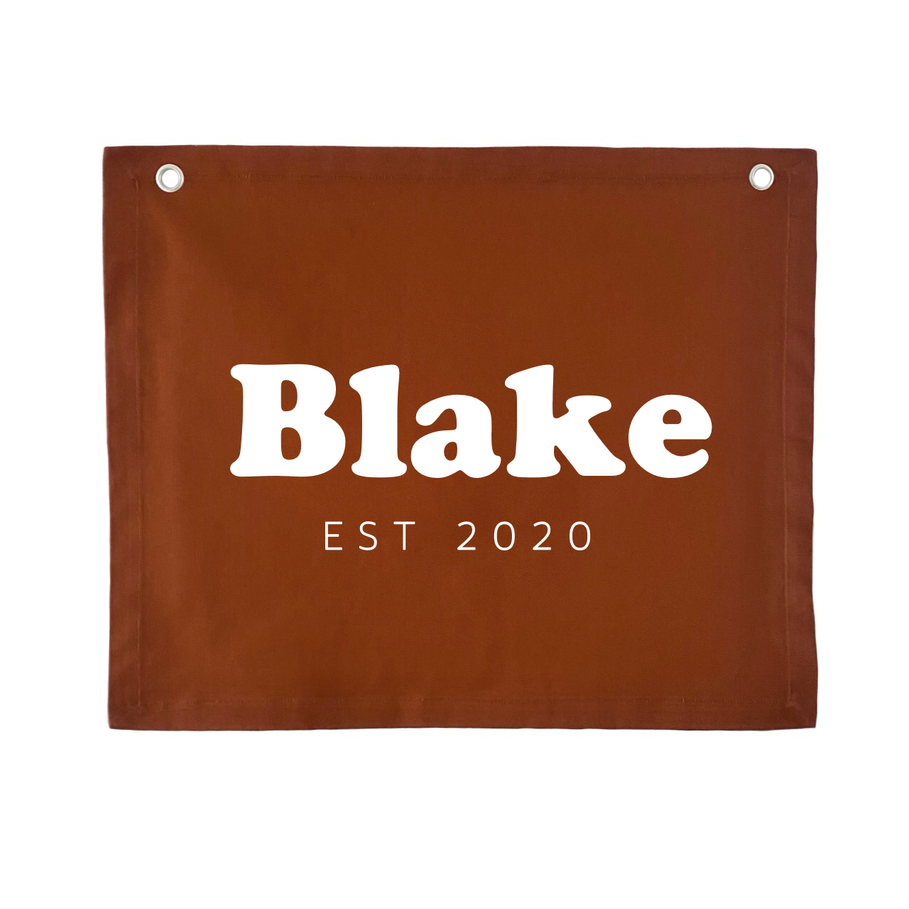 Personalised custom Established kids wall banner / wall hanging ~ Rust ~ 6 fonts